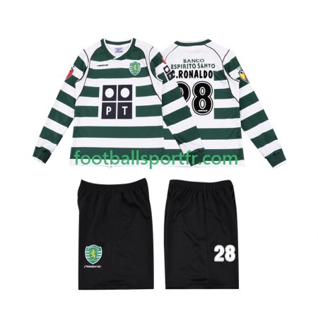 Tenue Sporting CP Cristiano Ronaldo 28 2001 2003 Retro Enfant Domicile Maillot de Foot ML